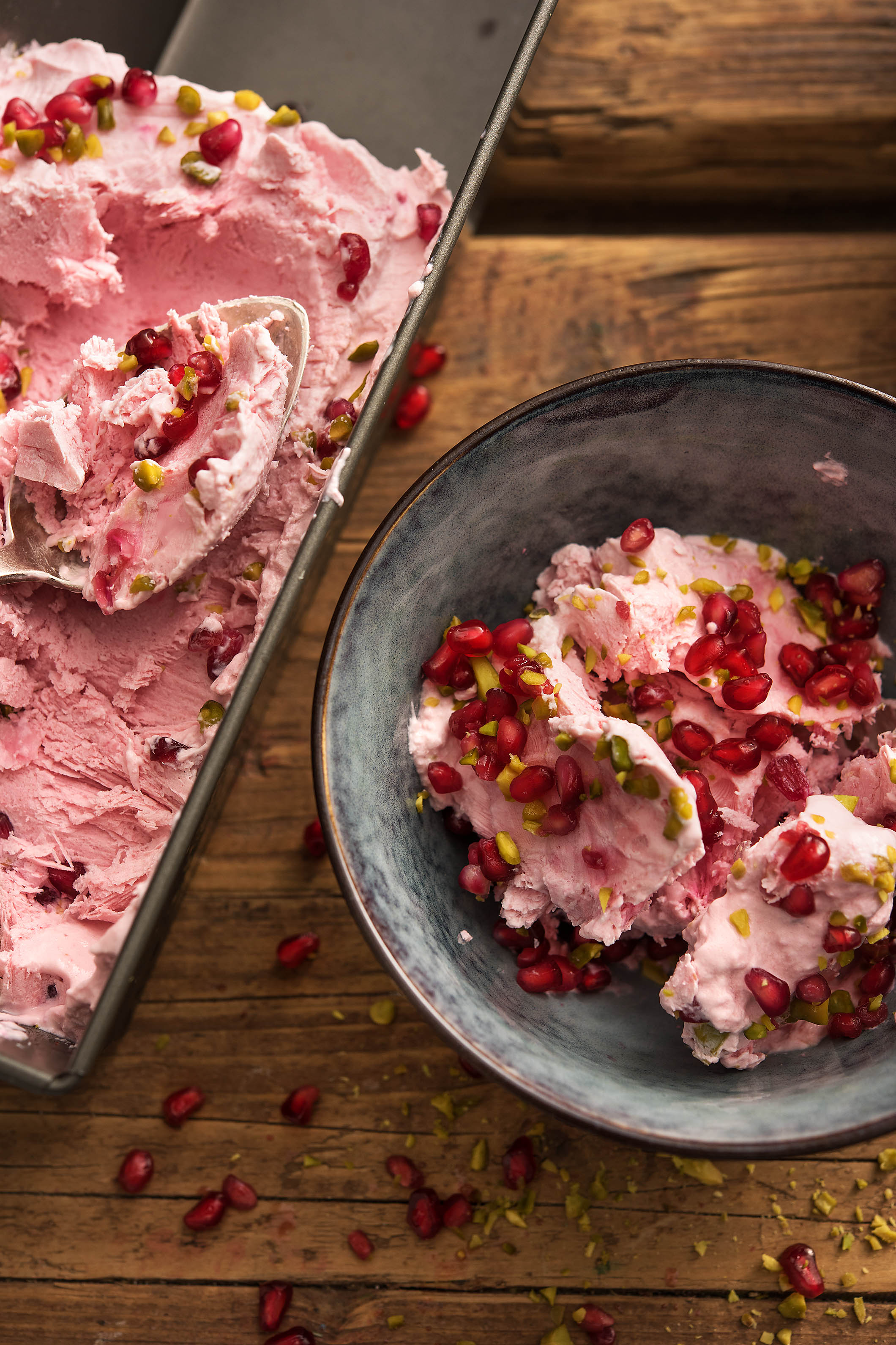 Pomegranate and Raspberry ice cream recipe