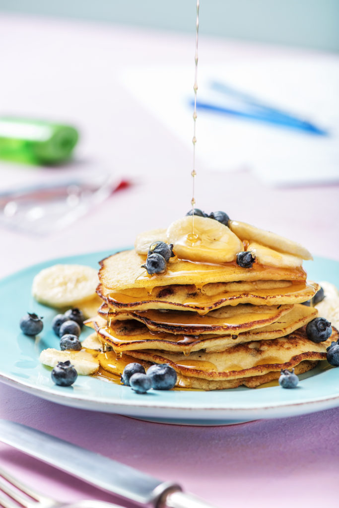 Light and Fluffy 3 Ingredient Pancakes with Blueberries recipe image