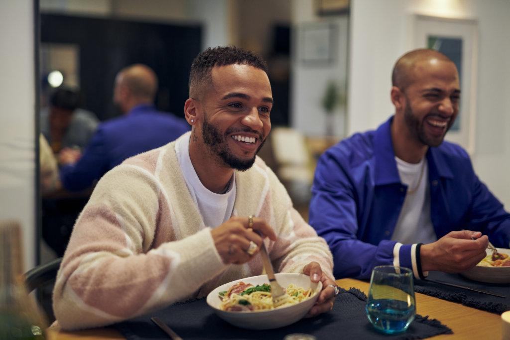 Aston and Marvin sat at table image