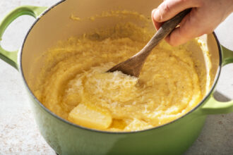 Polenta in a saucepan